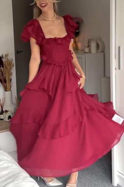 Scarlett™ | Elegant Layered Ruffle Midi Dress