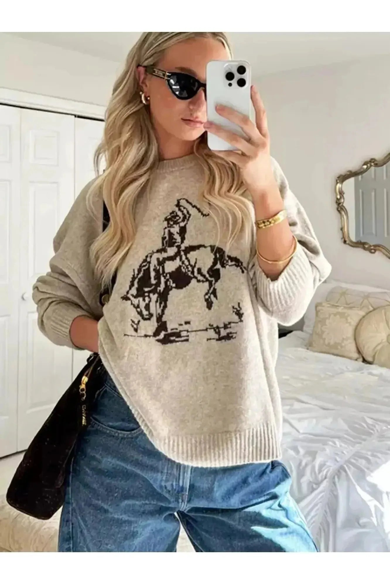 Cowboy Graphic Crew Sweater