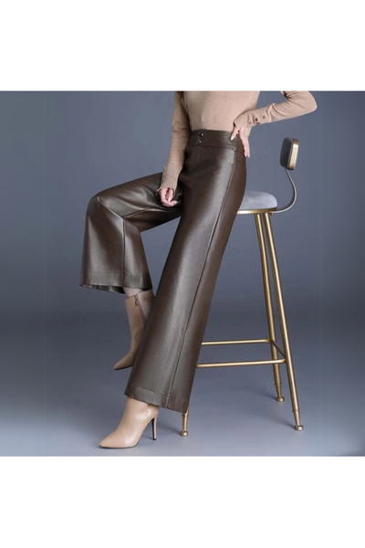 Lily - Wide-cut Leather Trousers