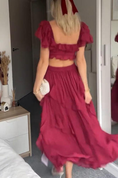 Scarlett™ | Elegant Layered Ruffle Midi Dress