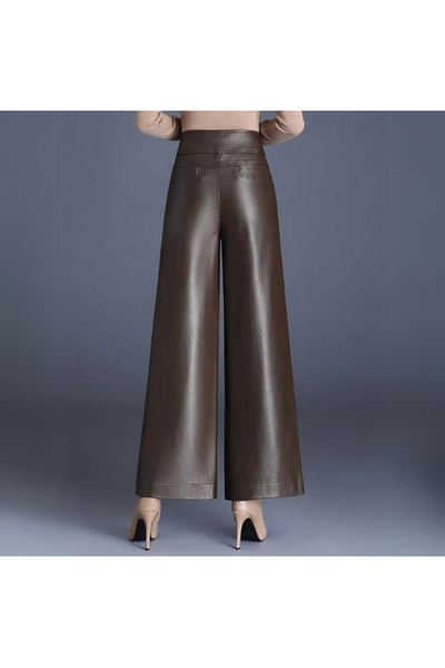 Lily - Wide-cut Leather Trousers