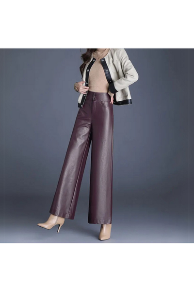 Lily - Wide-cut Leather Trousers