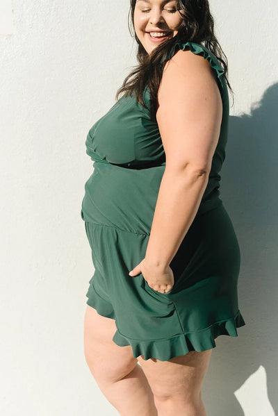 Sanne – Badpak met ruches en busteondersteuning