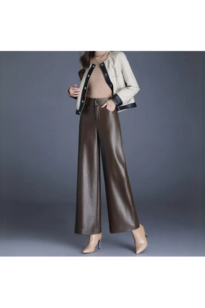 Lily - Wide-cut Leather Trousers