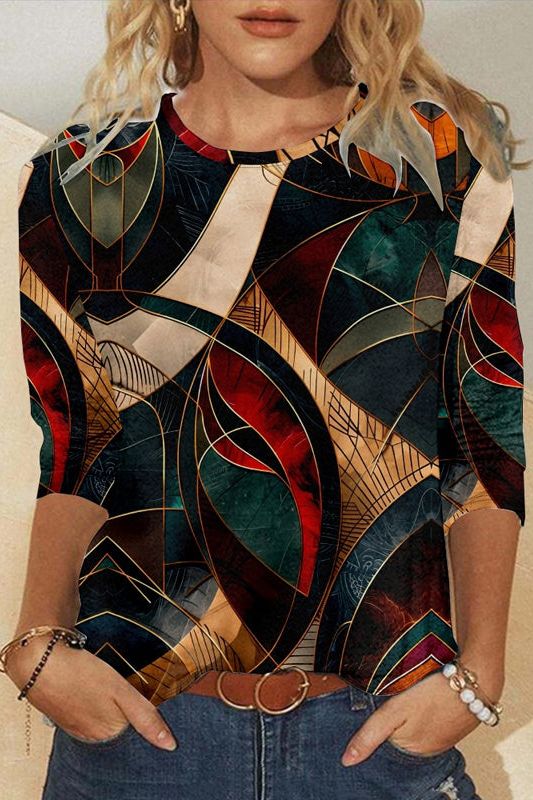 Mia/ Vintage Abstract Print Tee