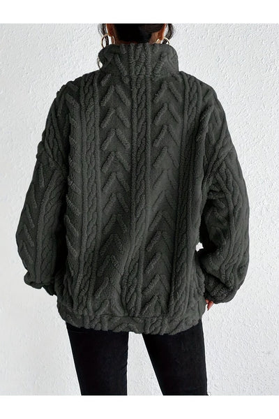 Dianne - Luxe Cable-Knit Fleece Sweatshirt