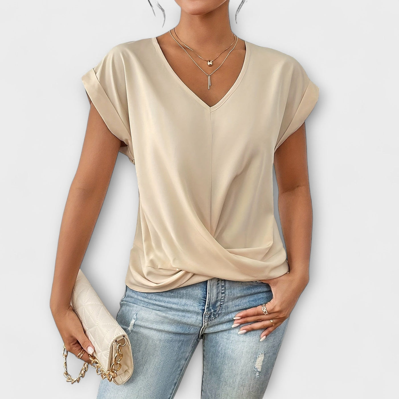 Eloise – V-hals top met knoopdetail