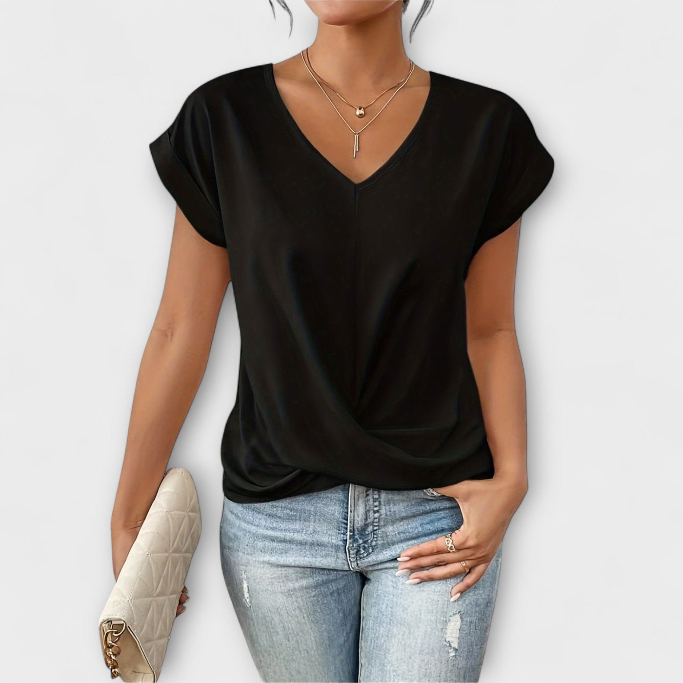 Eloise – V-hals top met knoopdetail