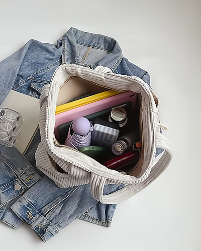 Vivi – Geribde draagtas met koorddetail