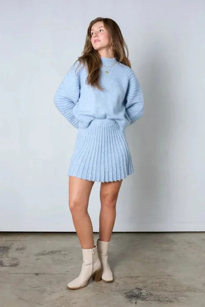 Elara™ Elegant Pleated Sweater and Skirt