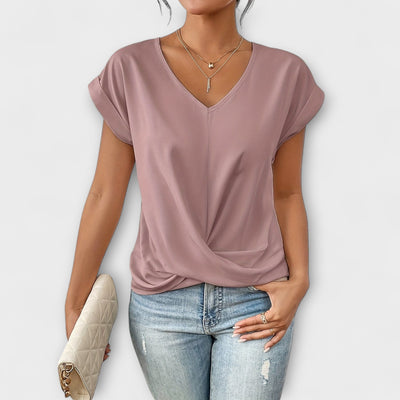 Eloise – V-hals top met knoopdetail