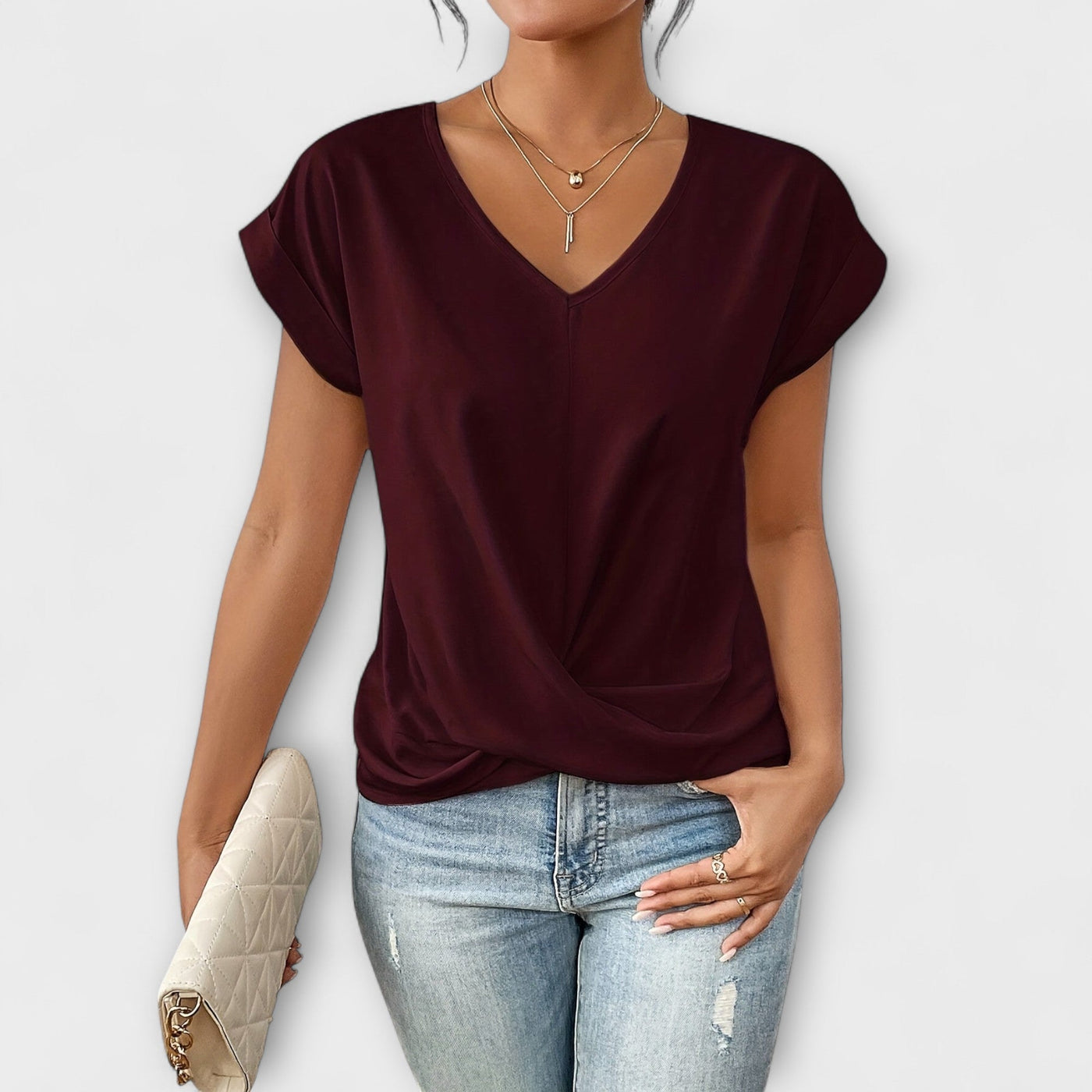 Eloise – V-hals top met knoopdetail