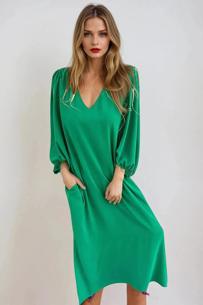 Lena Luxe Lantern Sleeve Dress