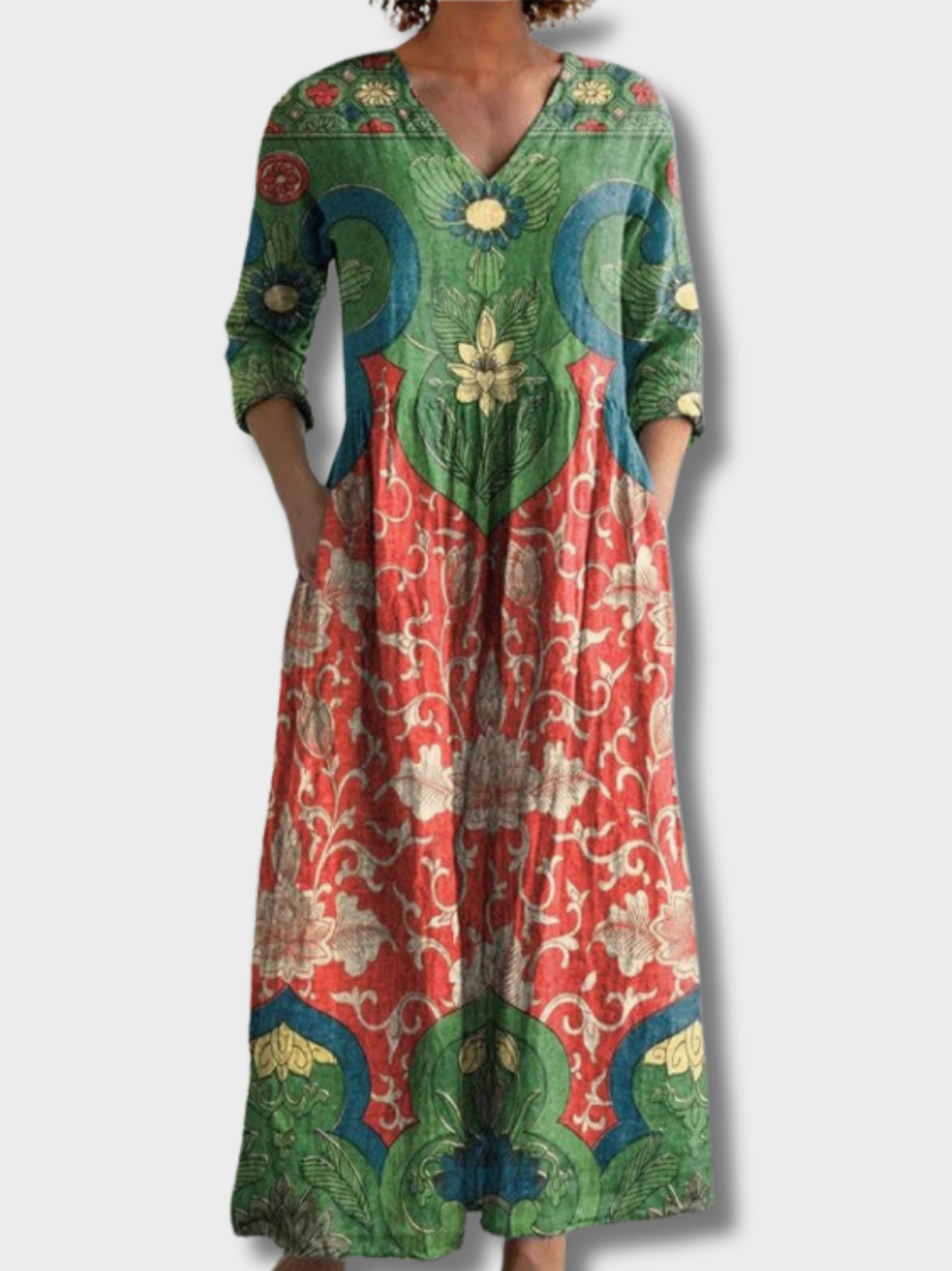 Aroa - Vintage bloemen maxi jurk