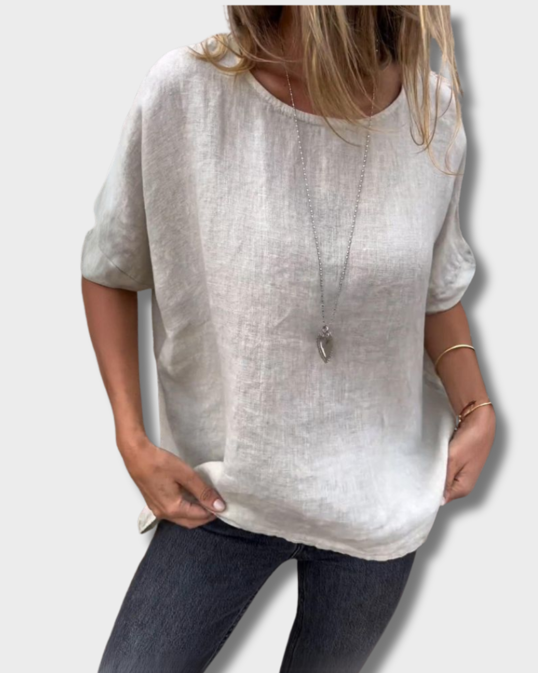 BAUA – T-shirt van katoen en linnen met ronde hals