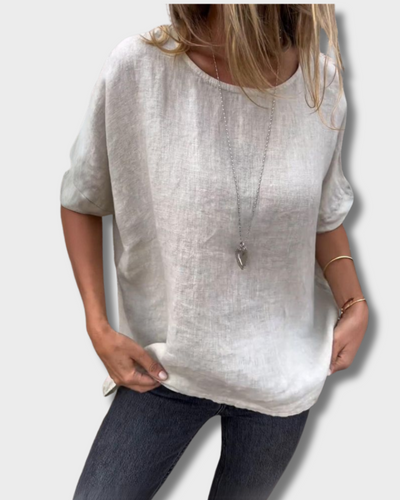 BAUA – T-shirt van katoen en linnen met ronde hals