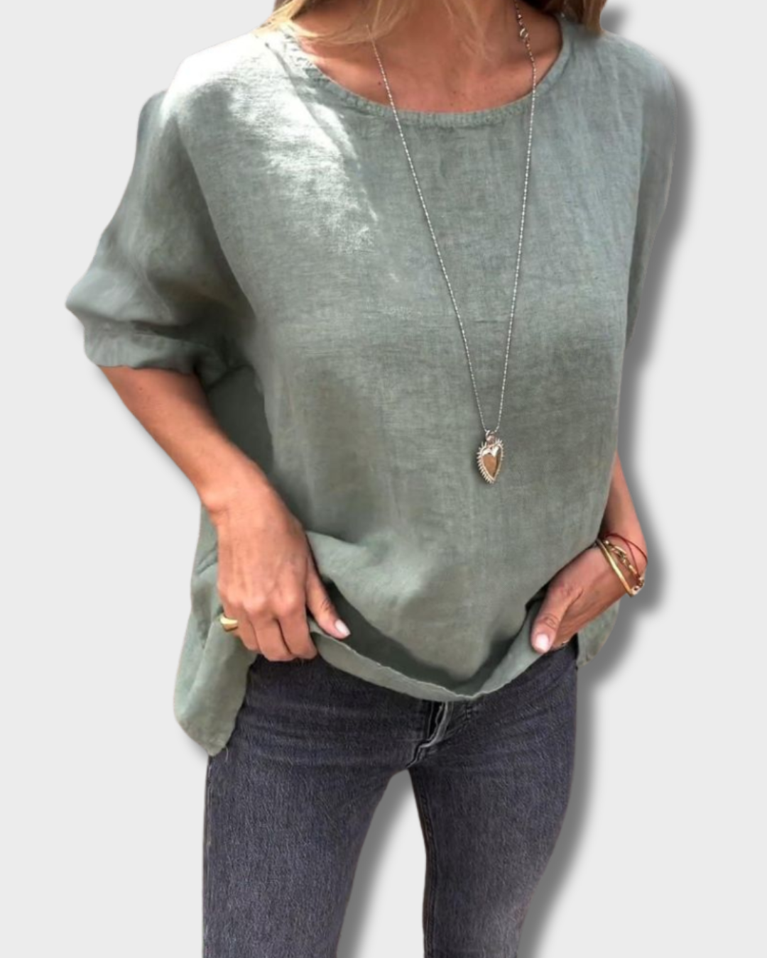 BAUA – T-shirt van katoen en linnen met ronde hals