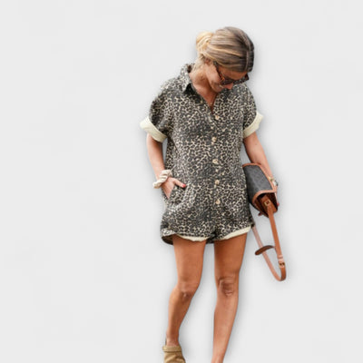 Nonette – Blouse-jumpsuit met luipaardprint