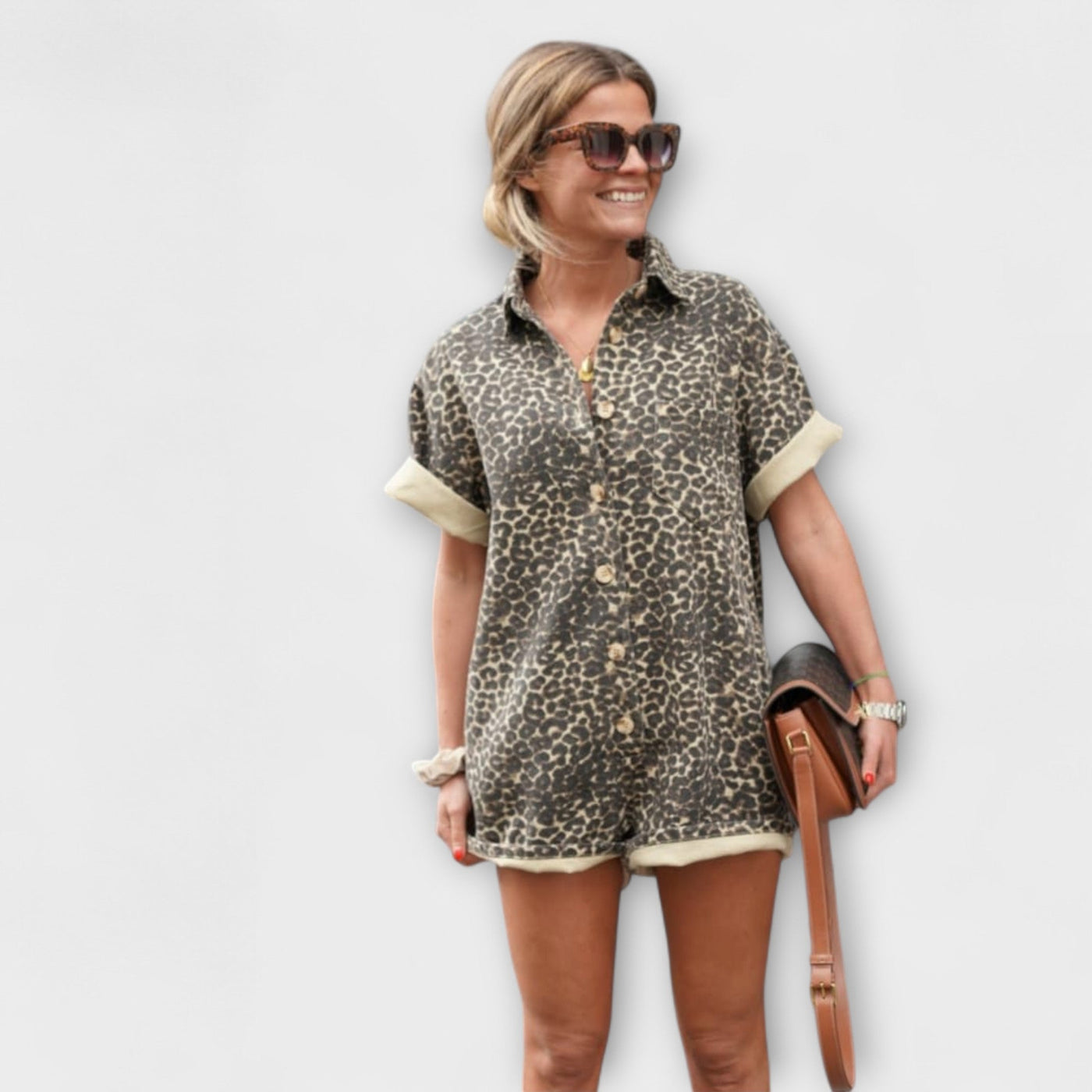 Nonette – Blouse-jumpsuit met luipaardprint