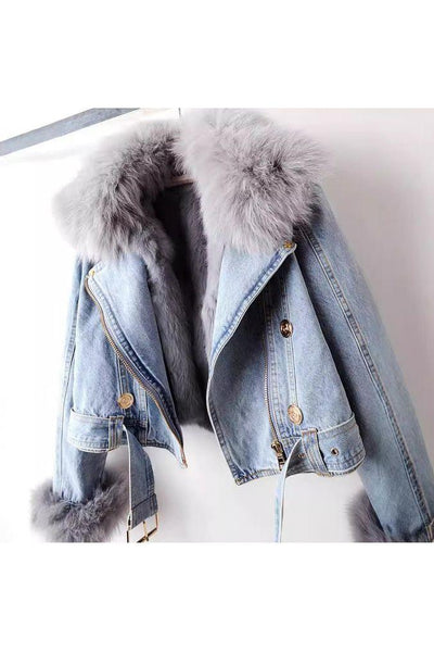 The Luxe Fur-Trimmed Denim Jacket