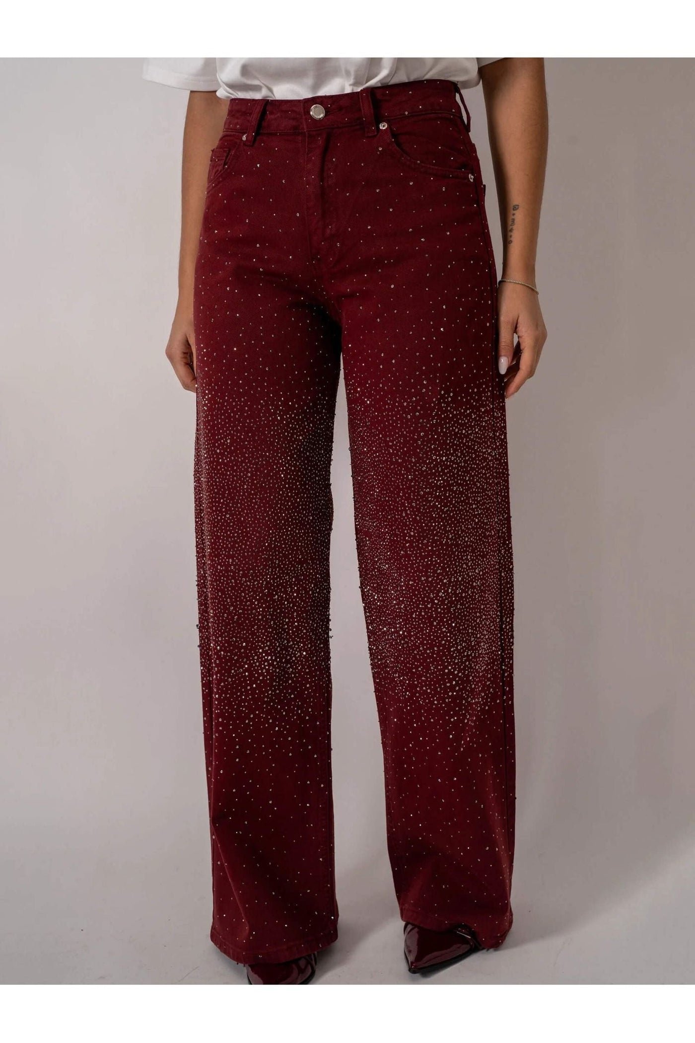Burgundy Shine Denim Jeans