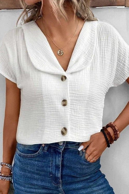 Liezl® | Top with collar and buttons