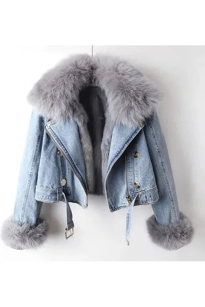 The Luxe Fur-Trimmed Denim Jacket