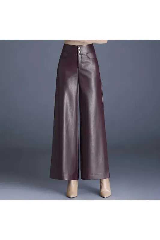 Lily - Wide-cut Leather Trousers
