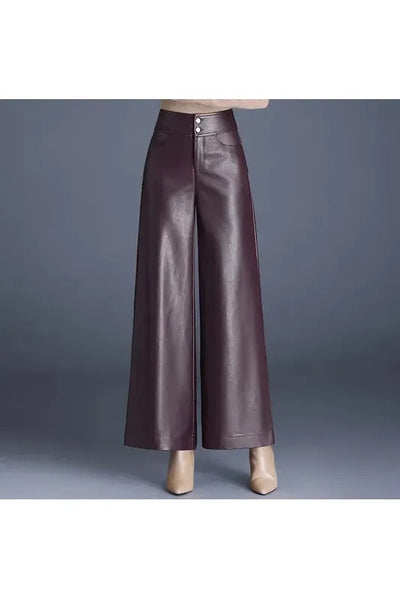 Lily - Wide-cut Leather Trousers