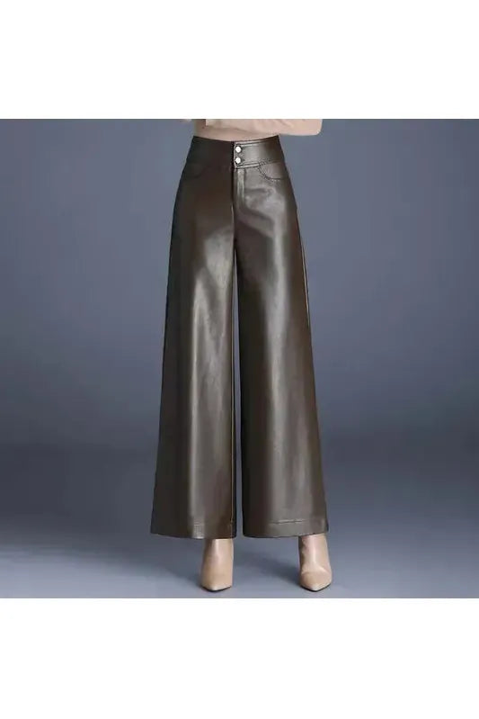 Lily - Wide-cut Leather Trousers