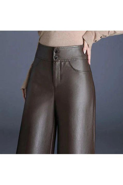 Lily - Wide-cut Leather Trousers