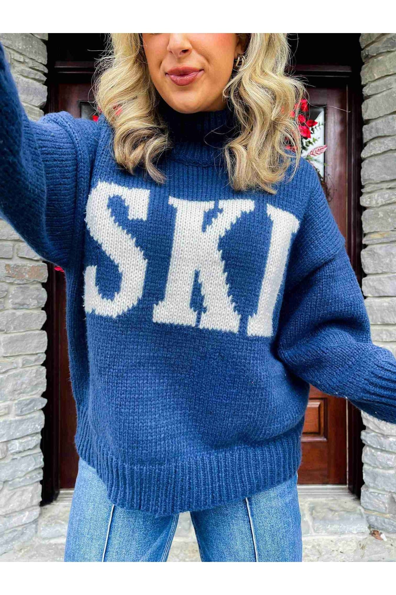 Retro Cashmere Turtleneck Ski Sweater