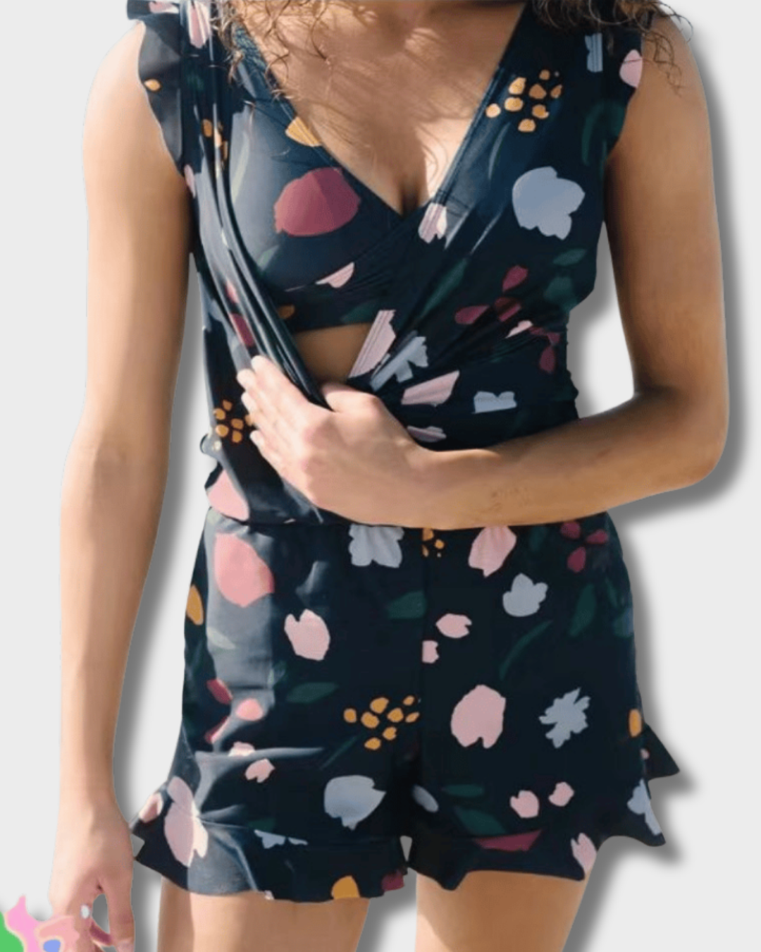 Sanne – Badpak met ruches en busteondersteuning