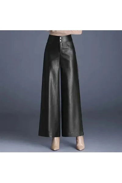 Lily - Wide-cut Leather Trousers