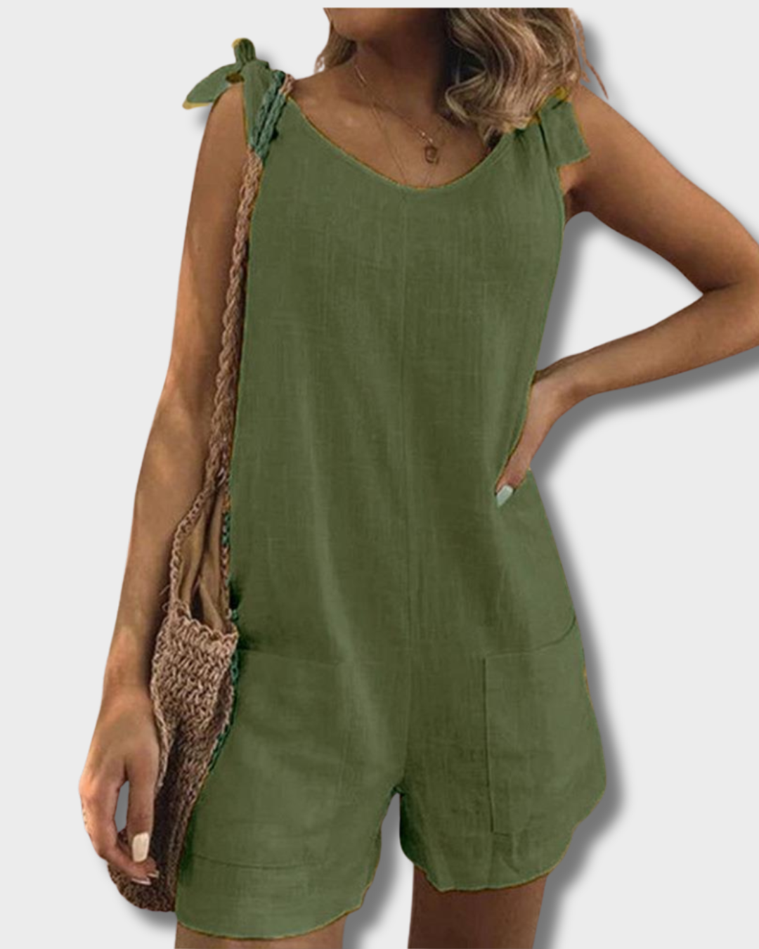 Una – Jumpsuit met strikbandjes en zakken