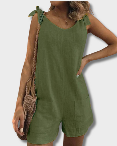 Una – Jumpsuit met strikbandjes en zakken