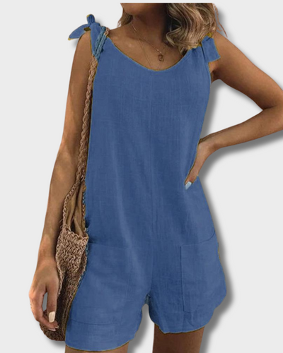 Una – Jumpsuit met strikbandjes en zakken