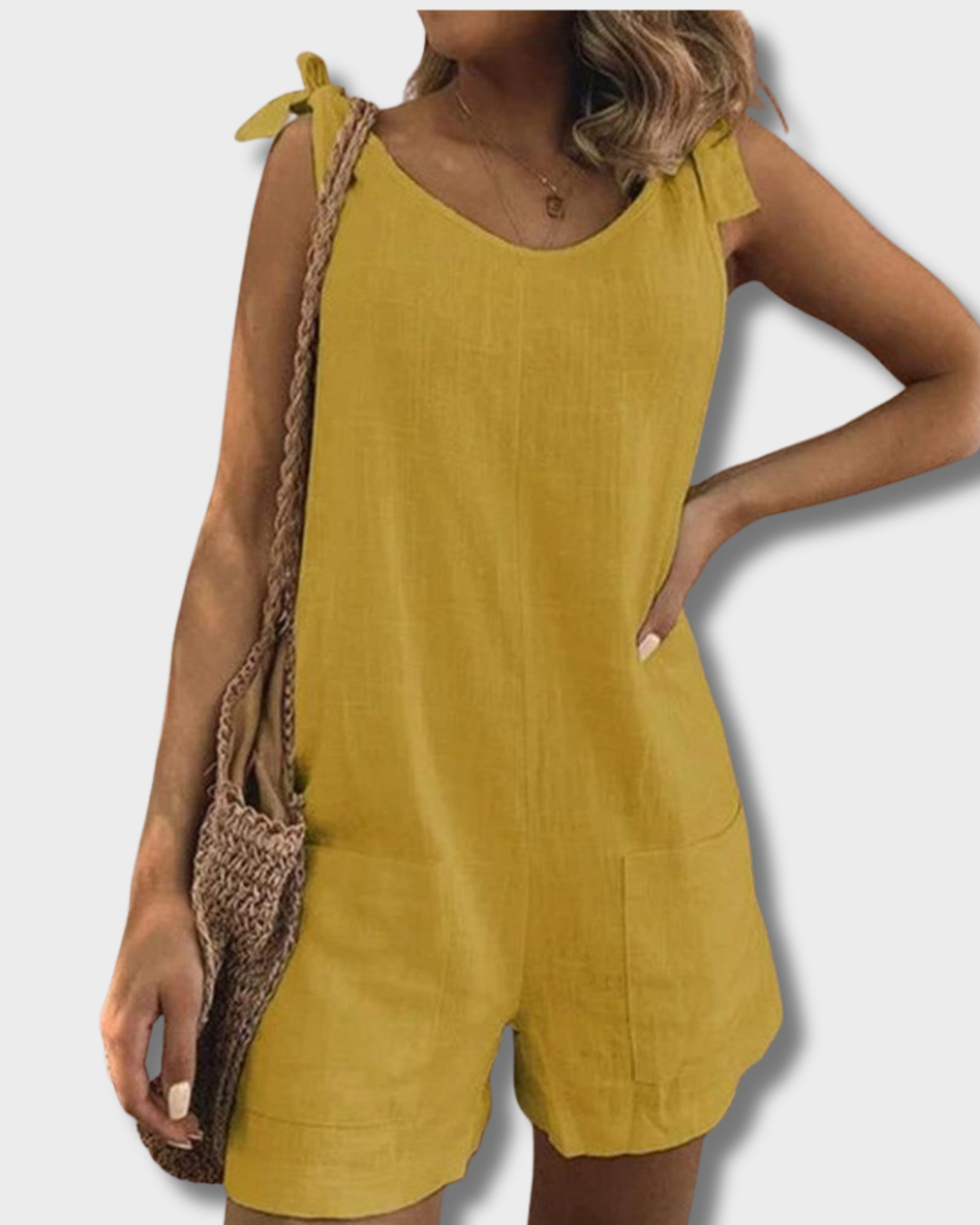 Una – Jumpsuit met strikbandjes en zakken