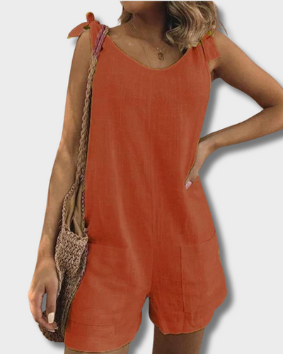 Una – Jumpsuit met strikbandjes en zakken