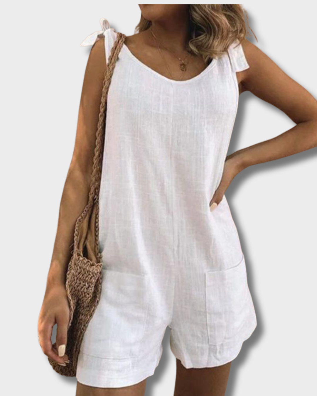 Una – Jumpsuit met strikbandjes en zakken