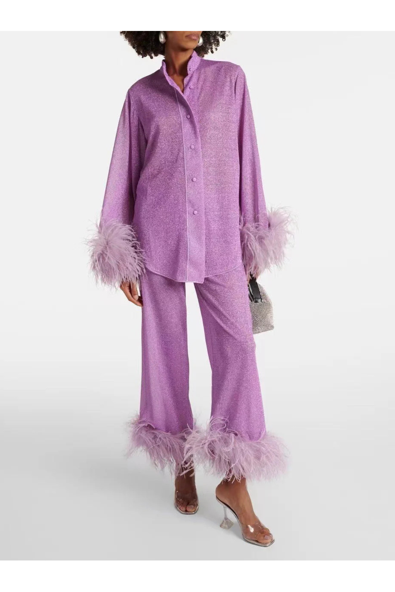 Amara – Feather-Trimmed Loungewear Set