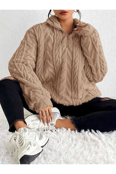 Dianne - Luxe Cable-Knit Fleece Sweatshirt
