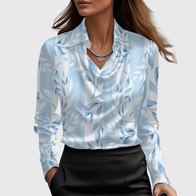Sylvia – Blouse met luxueuze glans en plooikraag