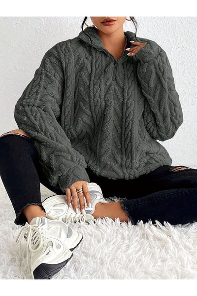 Dianne - Luxe Cable-Knit Fleece Sweatshirt