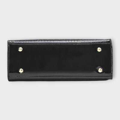 Vivi – Glanzende handtas met krokodillenpatroon