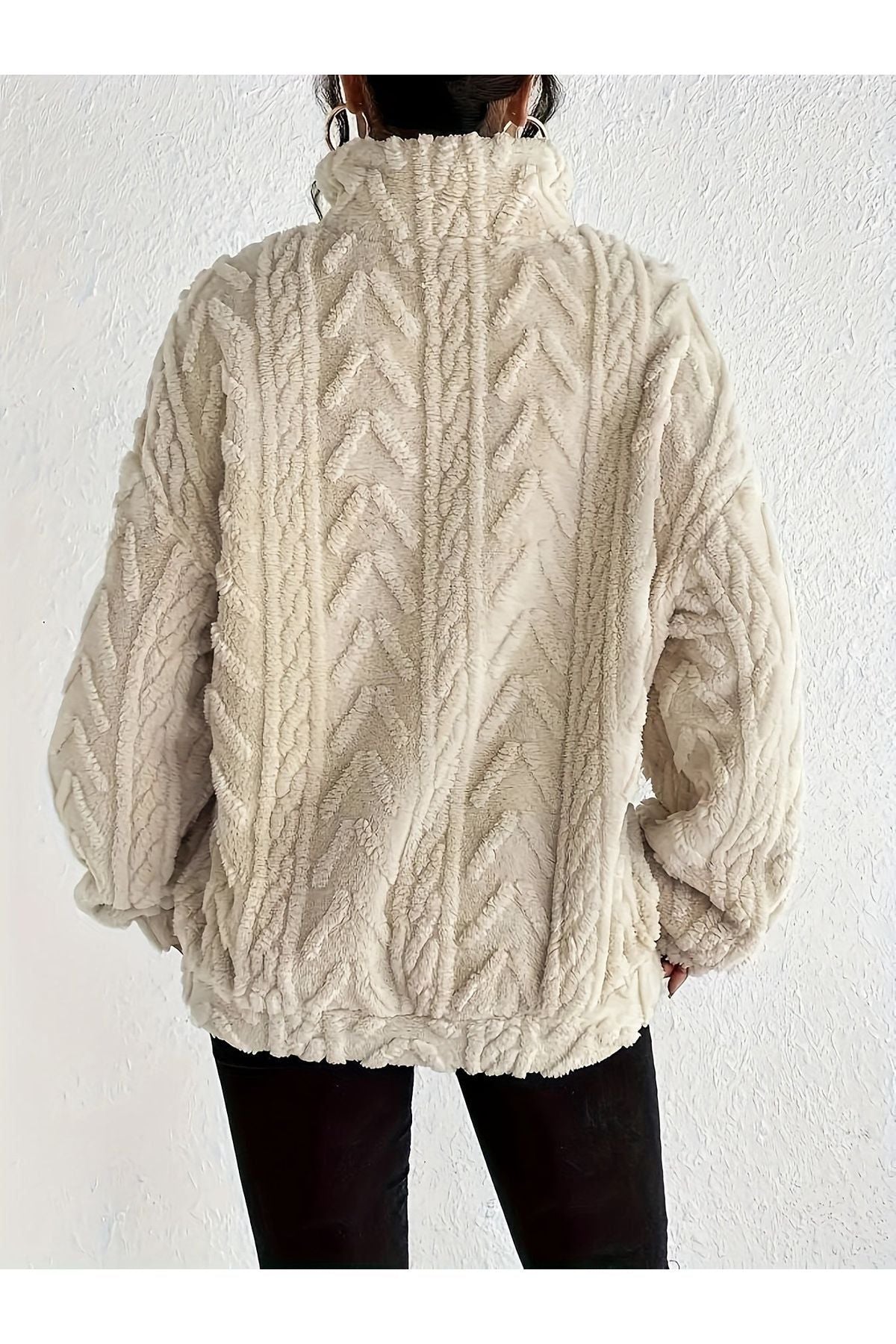 Dianne - Luxe Cable-Knit Fleece Sweatshirt