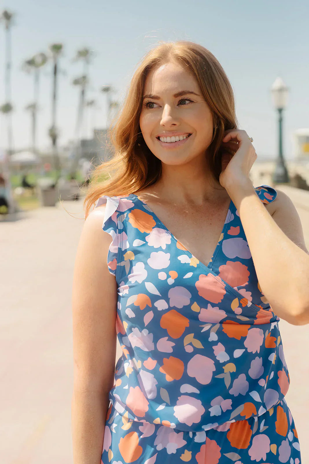 Sanne – Badpak met ruches en busteondersteuning