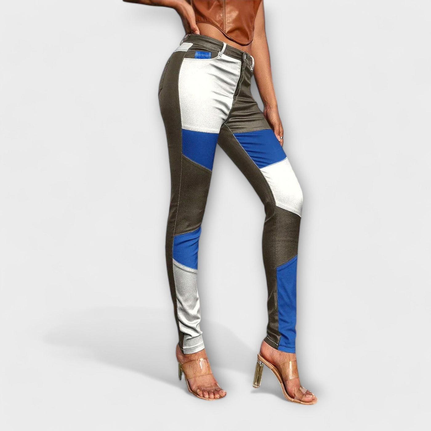 Celeste -  Skinny broek met kleurblokpatroon
